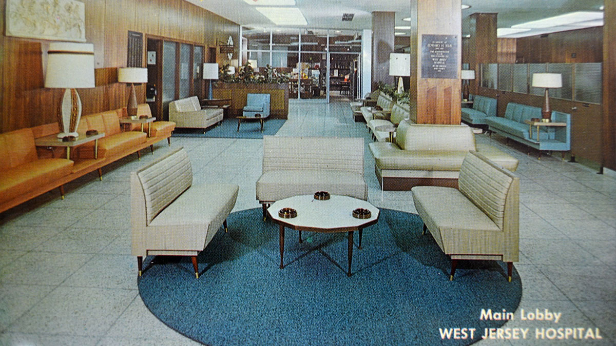 Main Lobby of West Jersey Hospital in Camden, N.J., circa late 1950s