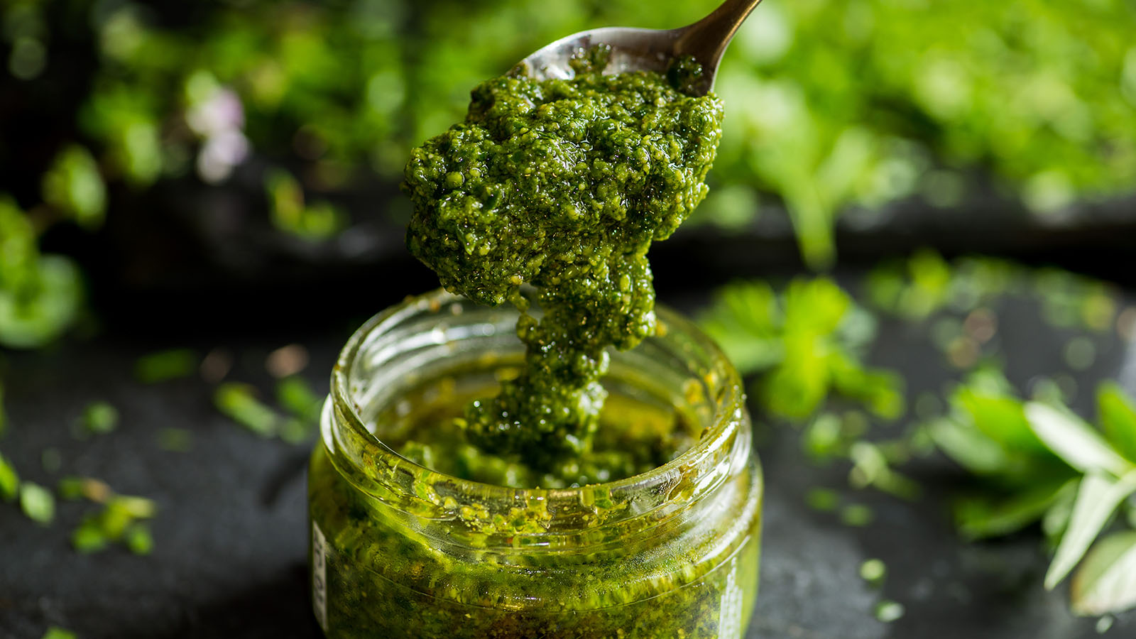 Pesto sauce in a jar