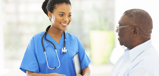 Doctor talking with patient