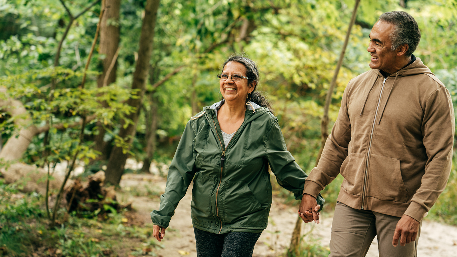 A couple walking together.