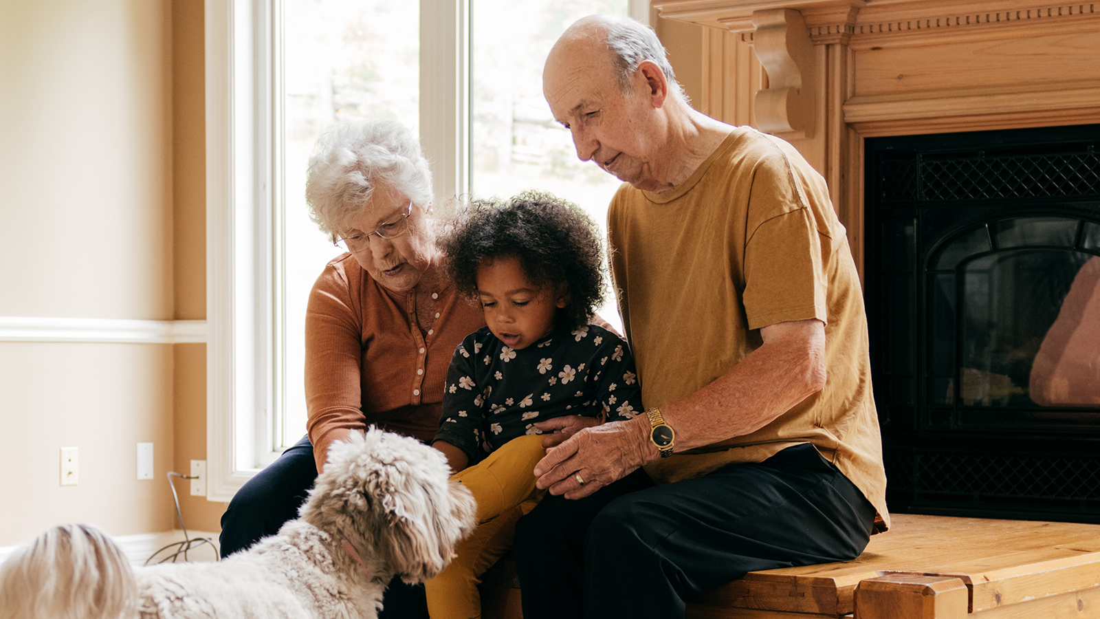 A family sitting together.