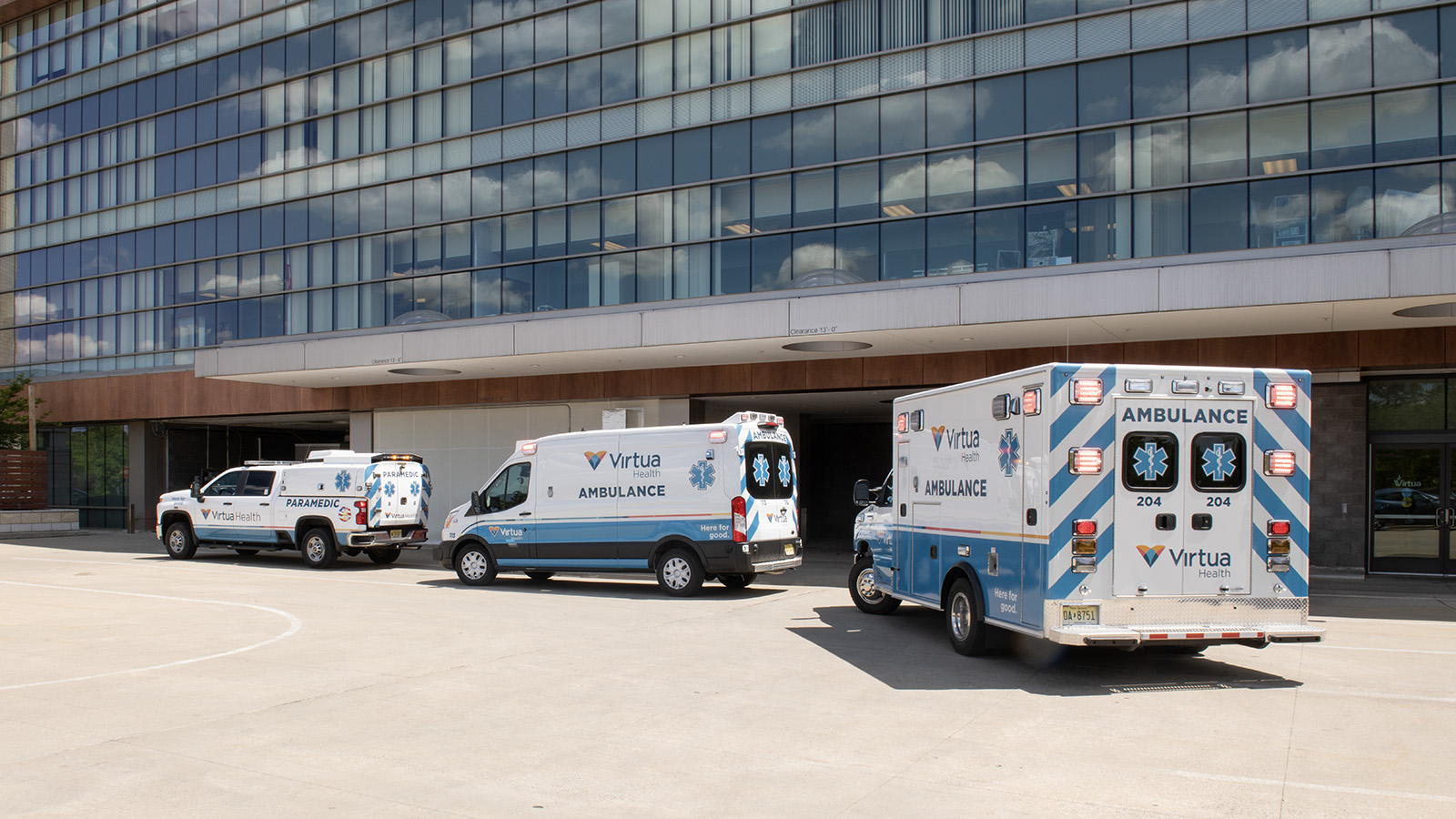 Emergency vehicles in front of the hospital