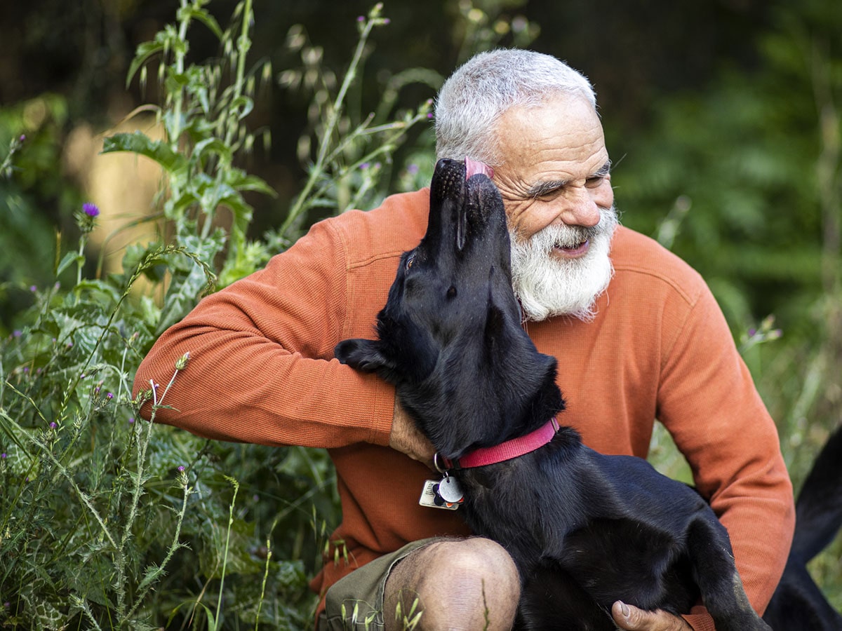 Older man with dog